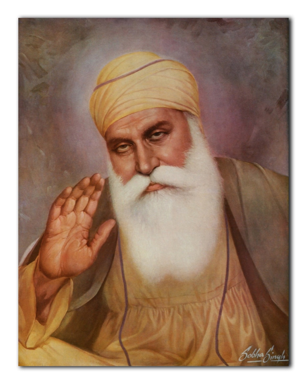A portrait painting of Guru Nanak Dev Ji